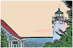Sunset at Warwick Harbor Lighthouse - Digital Painting